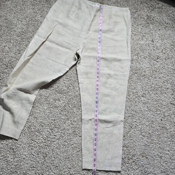 Neiman Marcus Linen Pants Sz 16 Beige Straight Leg Minimalist Resort Office - Picture 7 of 11